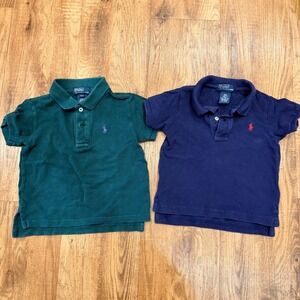 Polo Ralph Lauren Toddler Boys 18M Short Sleeve Polo Shirt Lot 2 Green Navy Blue